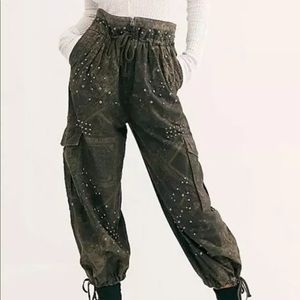 Free People Fly Away Studded Parachute Pant